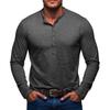 Men'S Button Up Long Sleeved Fashionable Casual Sports Top