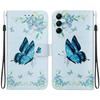3D Art Painting Sakura Flower Butterfly Pattern Leather Phone Wallet Case Book Stand For Huawei Moto Oppo Realme 10 Girls Magnetic Card Flip Cover Bag