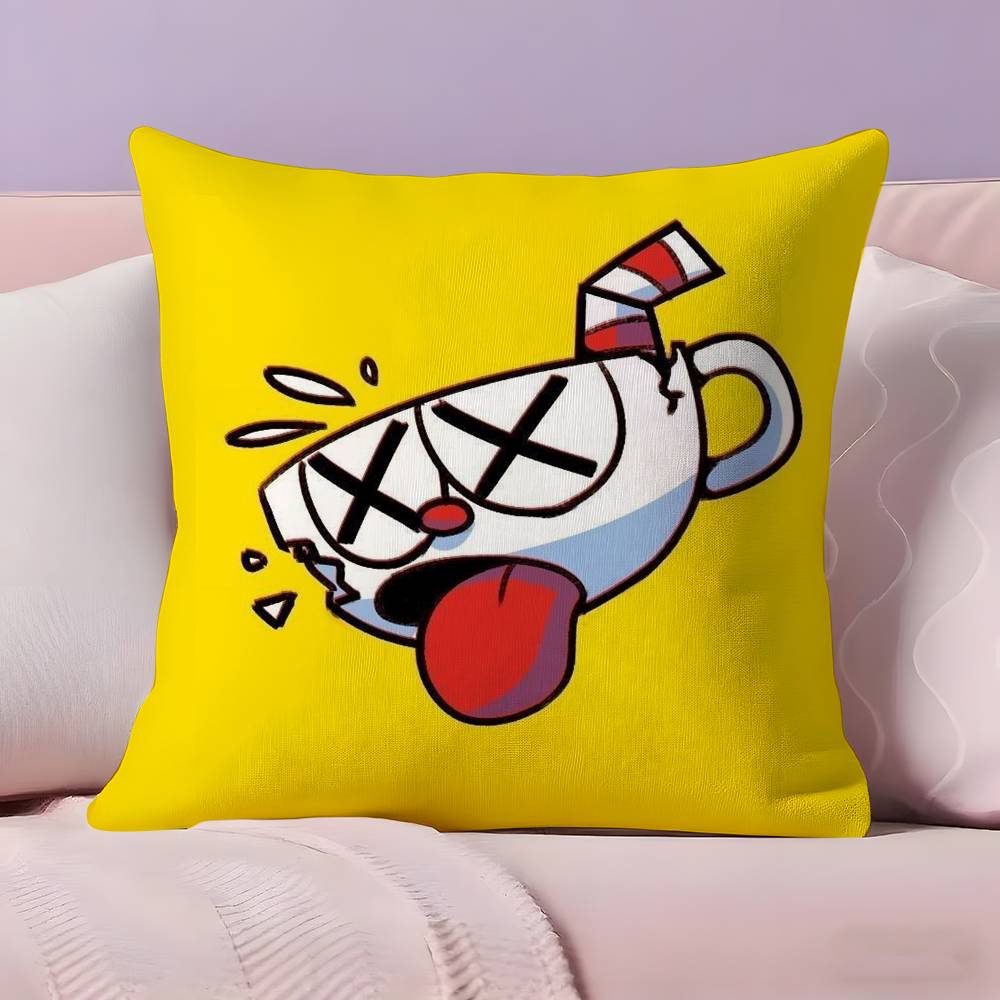 Классическая Милая Наволочка для Подушки C-Cuphead Ультра Мягкая Кожевенная Ткань Облачное Комфортное Ощущение и Скрытая Молния