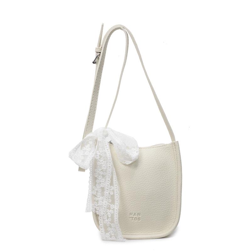 Spring and Summer Popular Korean Sweet Wind Simple Solid Color Mobile Phone Bag Lychee Pattern Texture Versatile Casual Messenger Bag