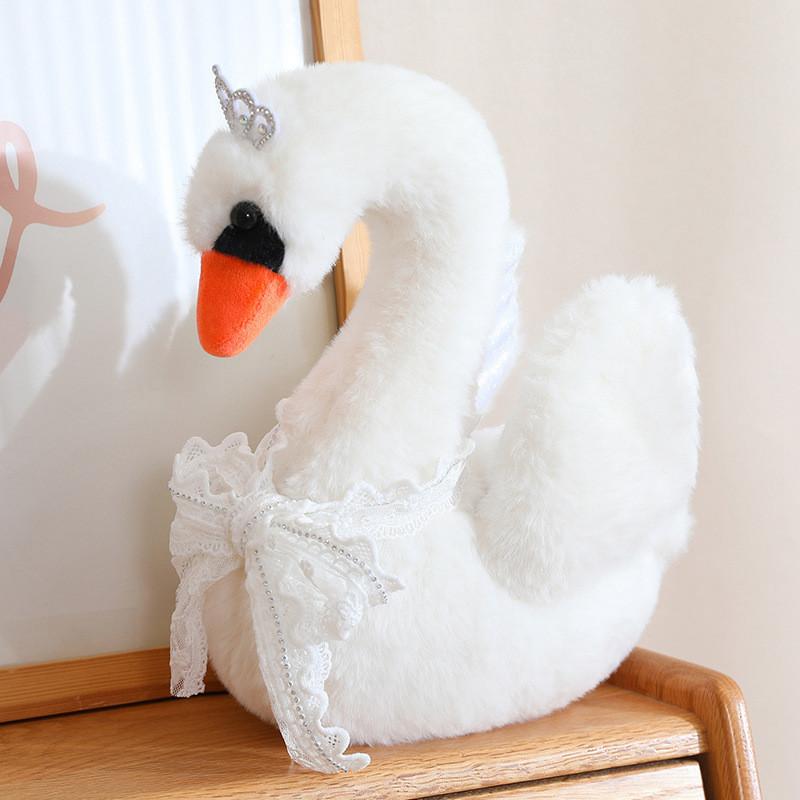 Adorable White And Black Plush Swan Stuffed Animal Doll For Home Decoration And Gift Giving