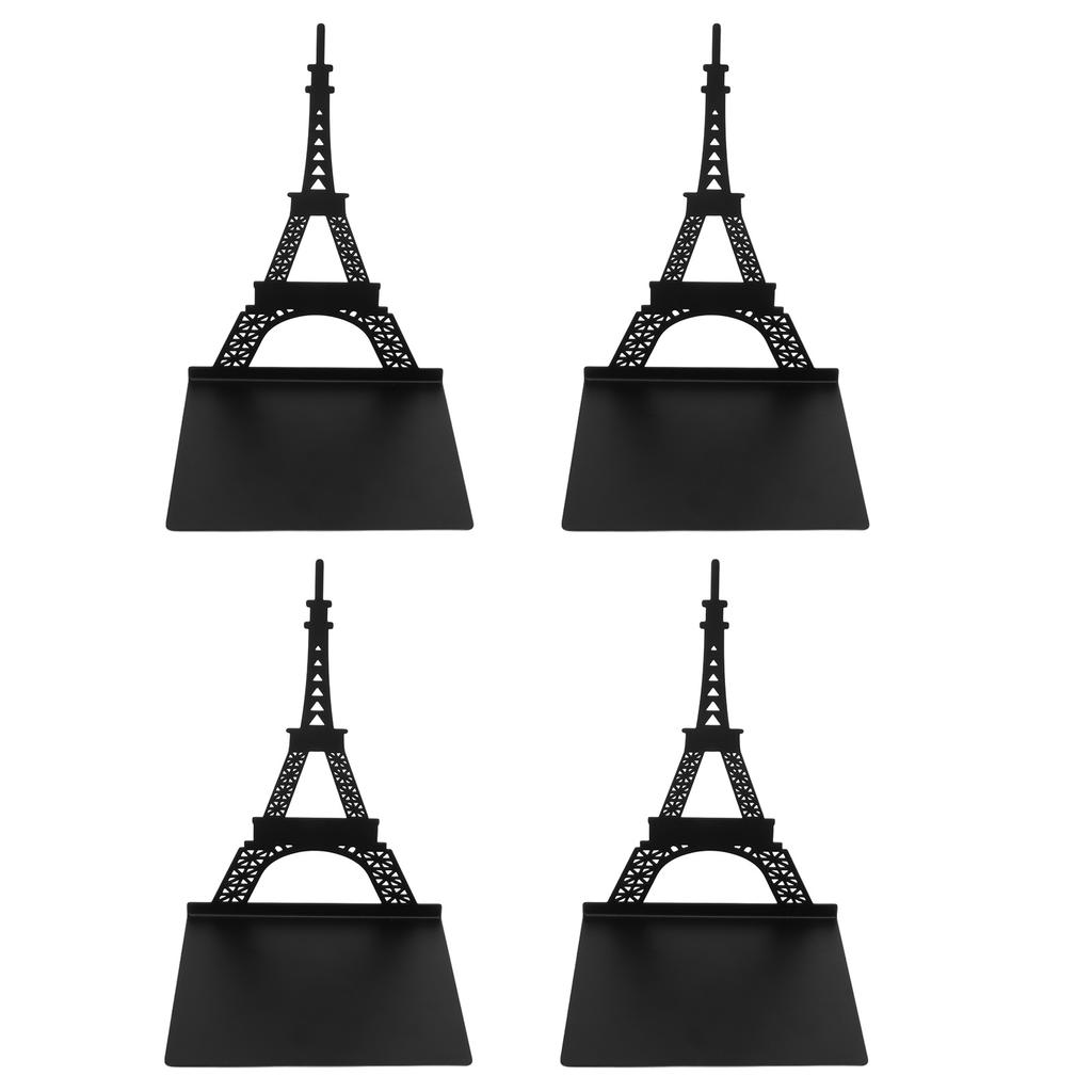 4pcs Book Holders Architectural Style Upright Classic Black Heavy Duty Bookends with 4 Nonslip Foam