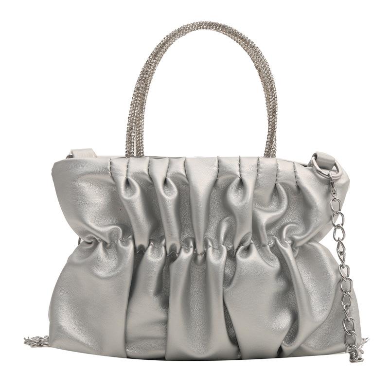 2024 весна и лето новая нежная мода плиссированная цепочка маленькая сумка конфетного цвета ins плечо сумка через плечо