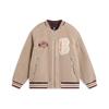 Li Ning Badfive Letter Print Knitted Sports American Vintage Winter Baseball Jacket Men jackets Light-Glaze-Brown AFMT017-1