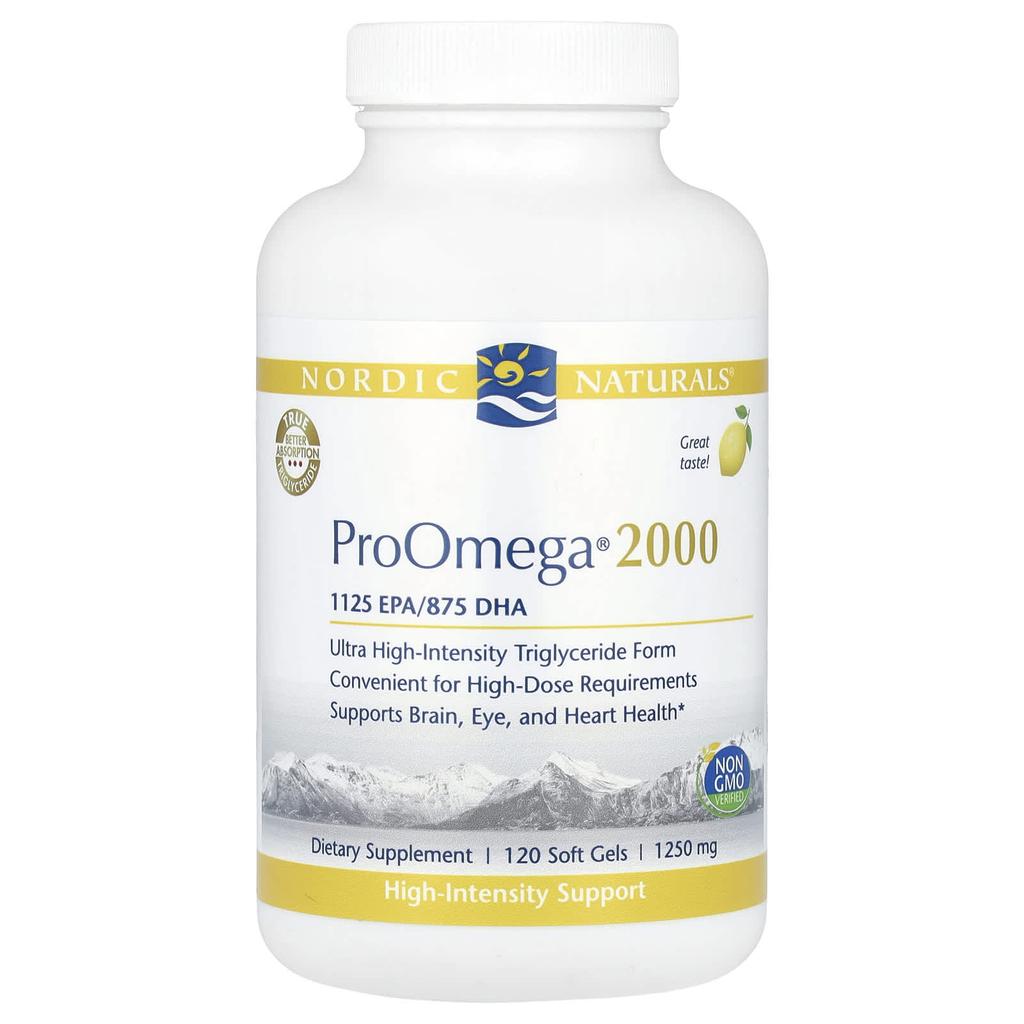 Nordic Naturals ProOmega 2000, Лимон, 1250 мг, 120 мягких капсул
