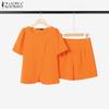 Women Short Sleeve Blouse and Short Summer Two Piece Suit Sets