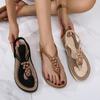 Летние шлепанцы, гладиаторские сандалии, пляжные сандалии, женские туфли на плоской подошве, повседневные женские туфли черного и коричневого цвета, большие размеры 34-44