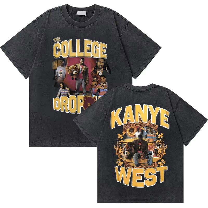 Washed Vintage Rapper Kanye West Music Album Cover Logo Graphic Tshirt THE LIFE OF PABLO T Shirt Men Hip Hop Vintage Tshirts