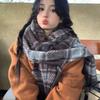Mohair Winter Cashmere Scarves Tassel Long Shawl Retro Plaid Wool Scarf Girl
