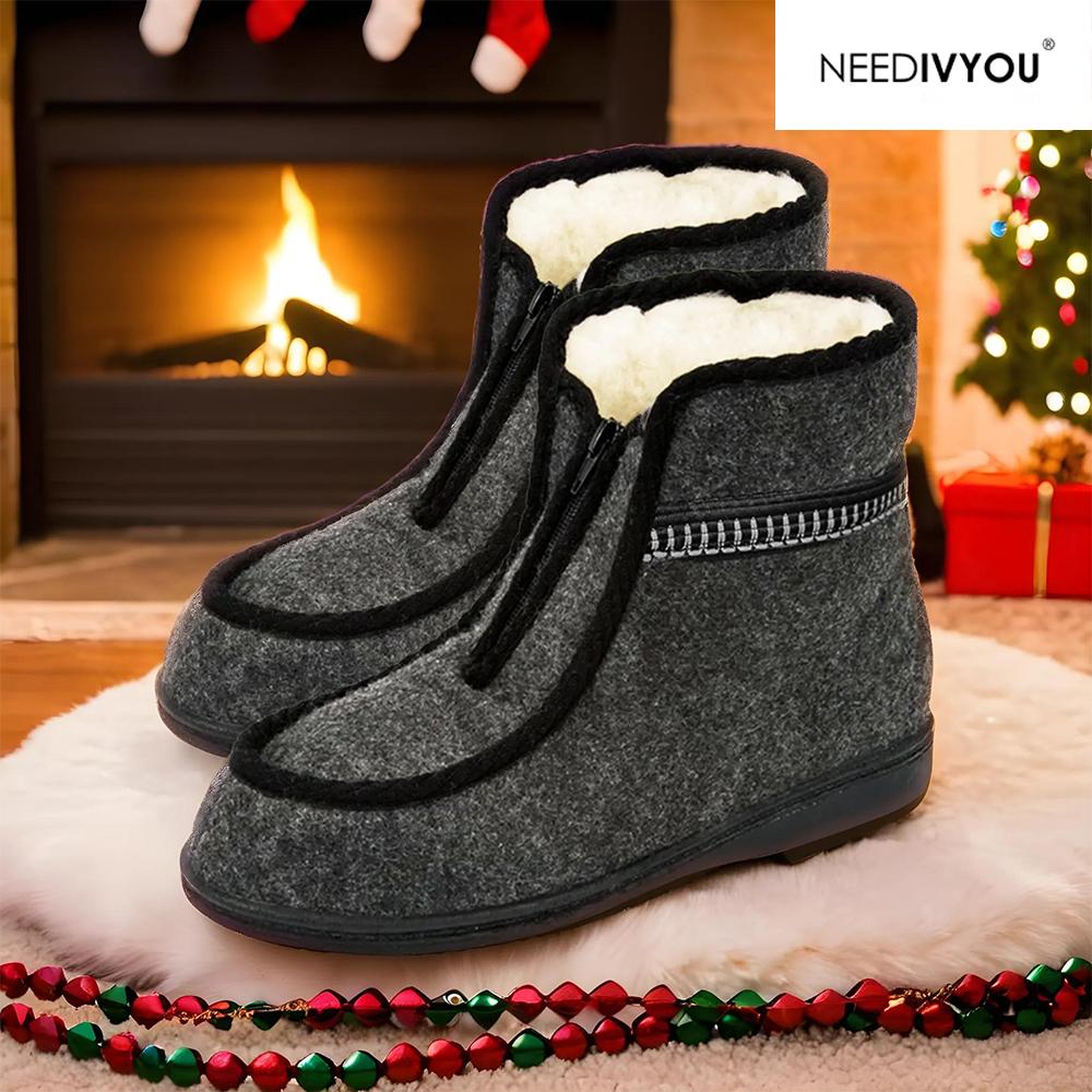 Очень теплые шерстяные тапочки-ботинки для мужчин и женщин, домашняя зимняя обувь из овчины (Размер 36-46)