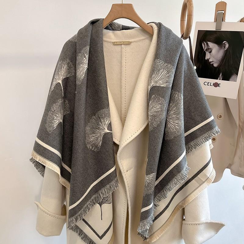New Women'S Fashionable Imitation Cashmere Autumn And Winter Warm Large Square Scarf Double-Sided Tassel Scarf Air Conditioning Shawl