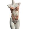 One-piece erotic underwear hot-selling lace embroidery hollow transparent sexy suspender mesh temptation