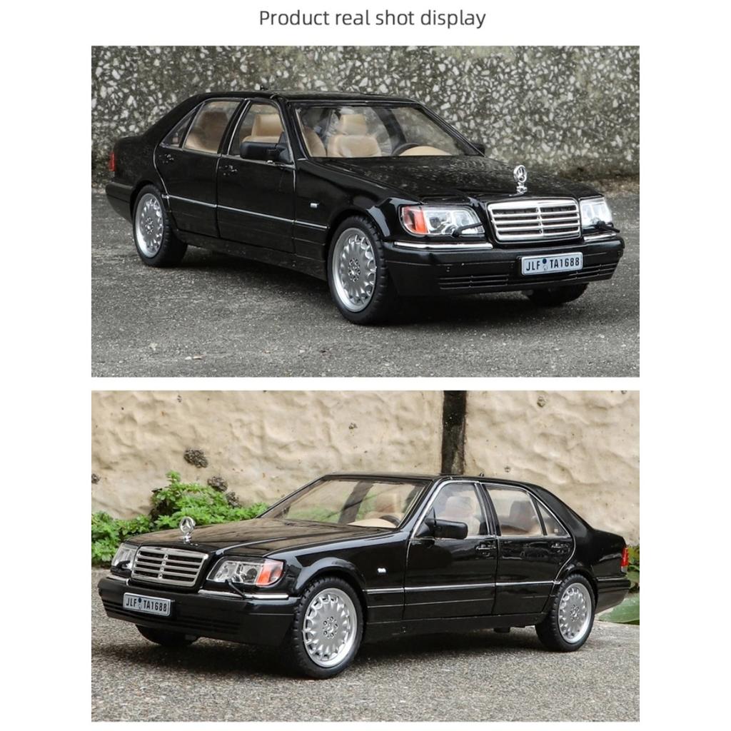 1/24 Benz W140 320SEL Alloy Vintage Car Diecast Metal Classic Car Toy Model Sound Light Pull Back Collectibles Children Birthday Gift
