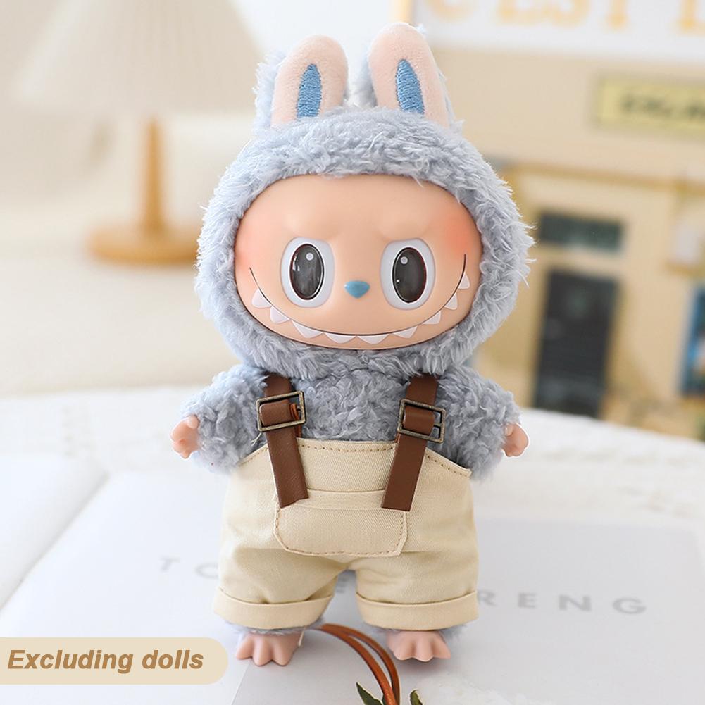 For 17cm Doll Clothes Fashion Bucket Hat Overalls Doll Clothes Color Match Hoodies Dolls Accessories Cute Decoration Little Clothes