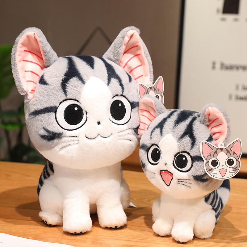 24-35cm Kawaii Cat Plush Toys Anime Character Chi Chi's Cat Stuffed Doll Soft Cheese Cat Home Decro