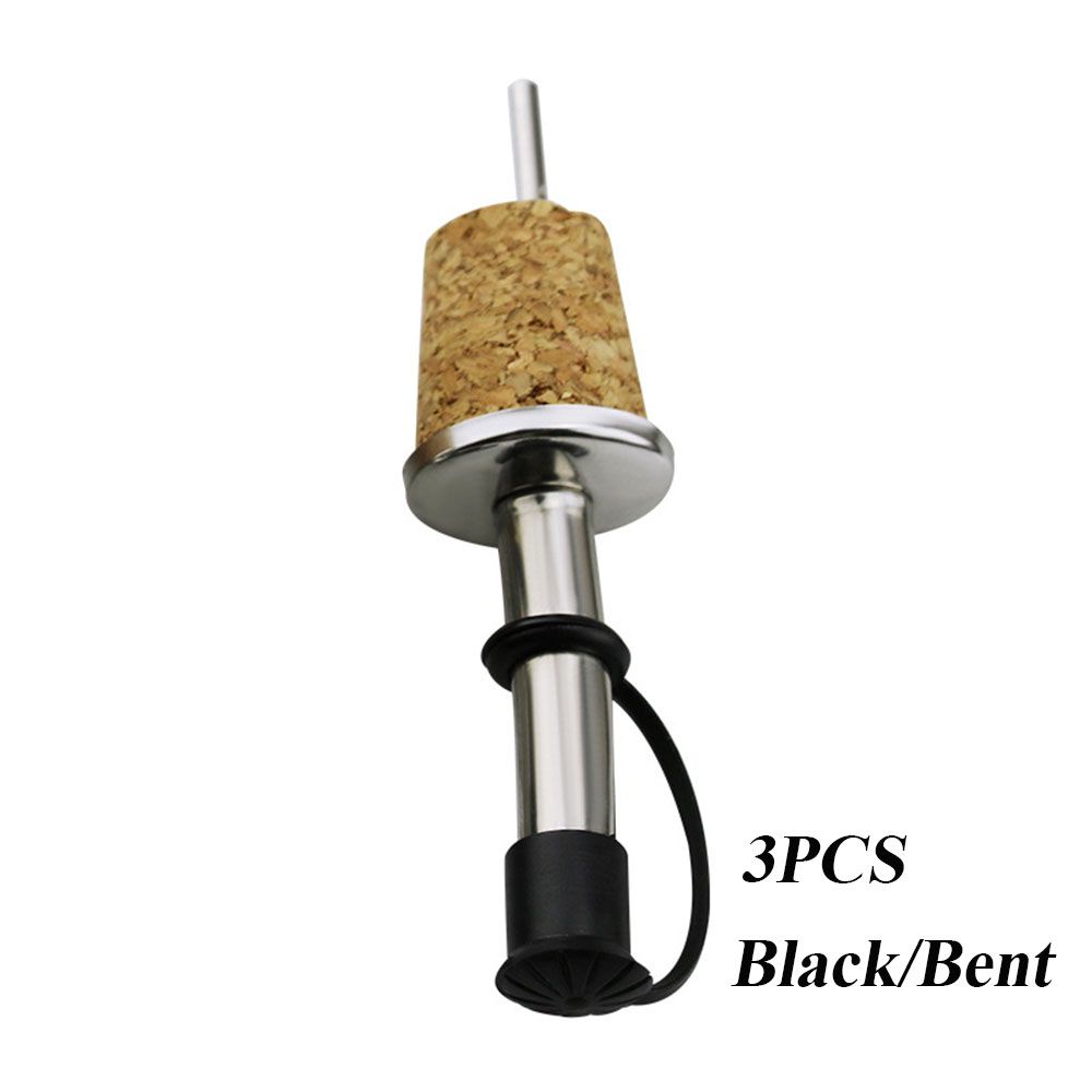 1/3PCS Metal Barware With Cover Bottle Stopper Wine Pourer Wooden Cork Oil Dispenser