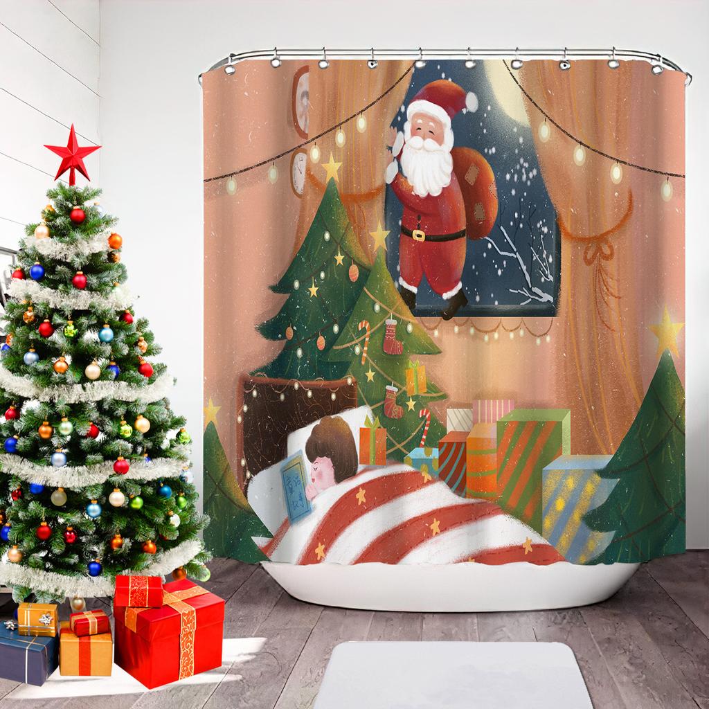 GAEChristmas Печатная Шторка для Ванной Душа Снеговик Санта-Клаус Водонепроницаемая Полиэстеровая Шторка Домашний Декор Окно Рождество