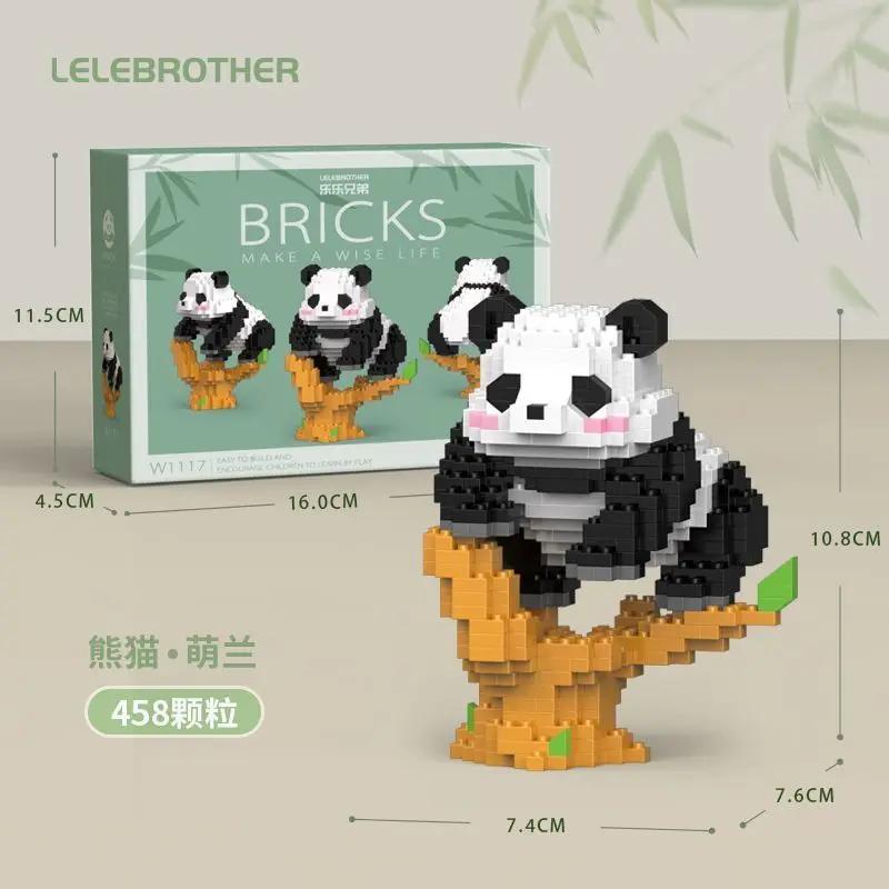 500PCS Creative Cute Mini Panda Building Blocks Micro Bricks Assemble Decoration Toy With Box Birthday Gift for Boys and Girls