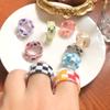 Fashion Jewelry Resin Checkerboard Lattice Korean Style Acetate Ring Finger Rings Open Rings