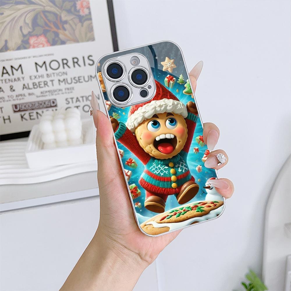 Чехлы для телефонов Ae108 Happy New Year Merry Christmas из гальванизированного стекла для Samsung S25 Ultra iPhone 16 Xiaomi Redmi OPPO, полная защита объектива, задняя крышка