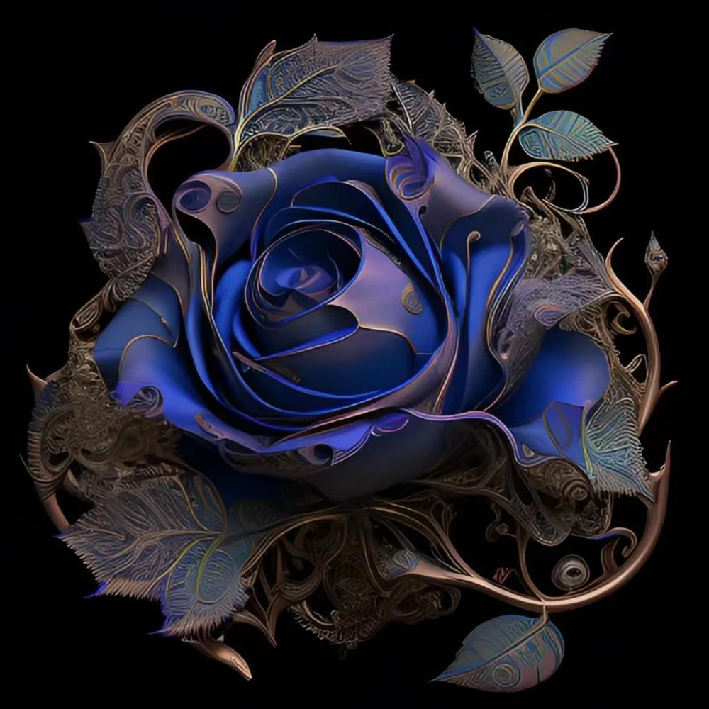 Алмазная картина, полная дрель, милое животное, круглая алмазная живопись, ручная работа, голубая роза, сделай сам, алмазная мозаика, картина, украшение дома