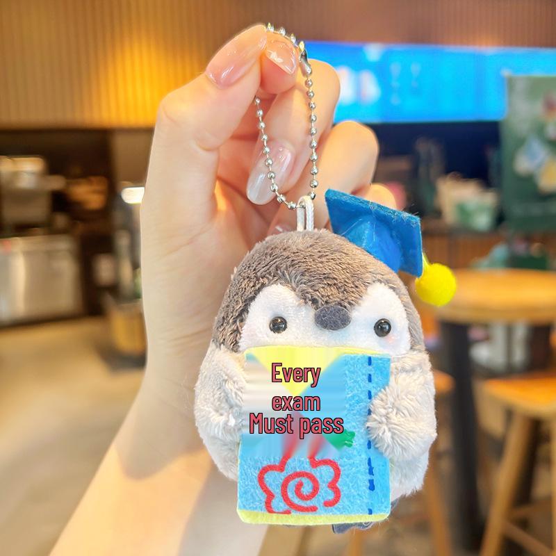Golden Plush Penguin Keychain: Lucky Charm for Exam Success, Perfect for Student Backpacks