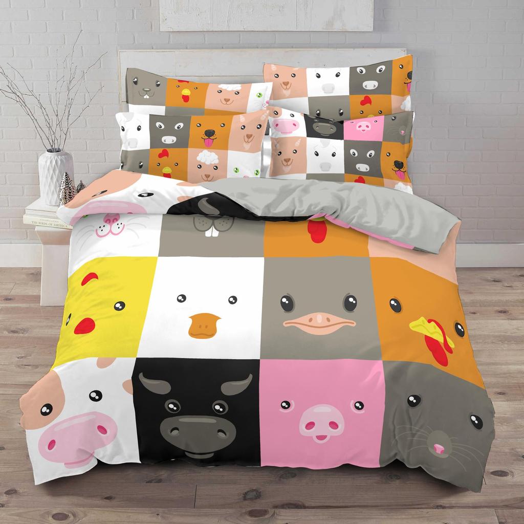 Легкий комплект постельного белья с 3D мультяшными животными, пододеяльник на пуху с изображением кота, комплект из 2/3 предметов для комнаты для детей и мальчиков DE135 * 200, мягкий комфорт, бухта