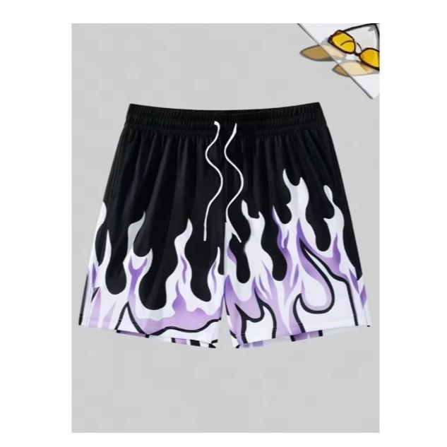 Shorts Fire Flame Blue Green White 3D Print Training Muay Thai Kickboxing Boxing MMA Unisex Sport Gym Fitness Workout Quick Dry Elastic Waist