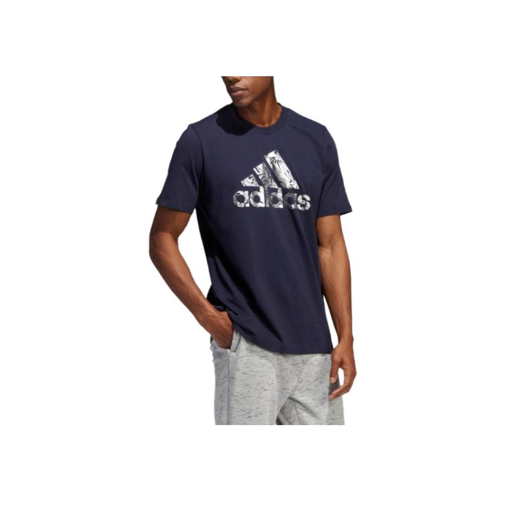 adidas Футболка с круглым вырезом и коротким рукавом с логотипом, мужские топы Legend-Ink-Blue HK9159