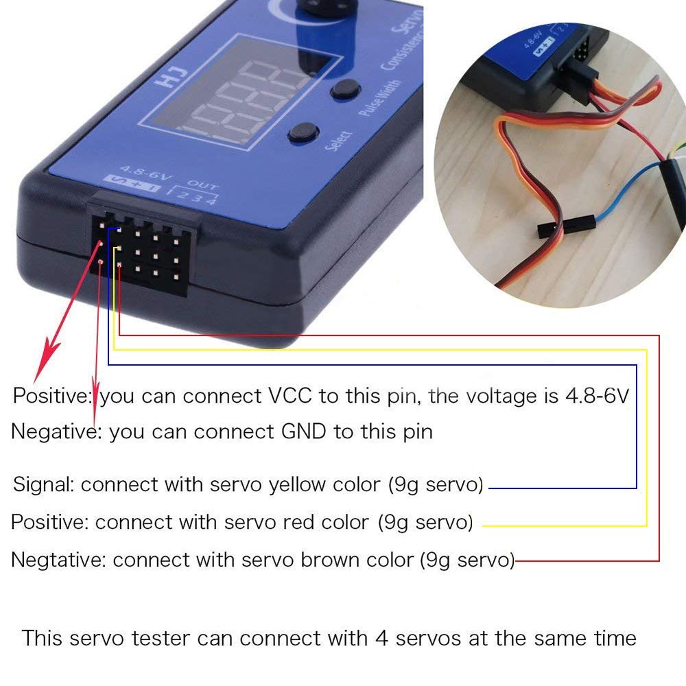 WINGONEER Digital Servo Tester, ESC Consistency Tester with Motor Throttle Display for RC Helicopter Airplanes