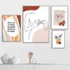 Линия девушки растение луна цитата абстрактное ретро настенное искусство холст живопись для декора гостиной плакаты на скандинавскую тему и принты настенные панно