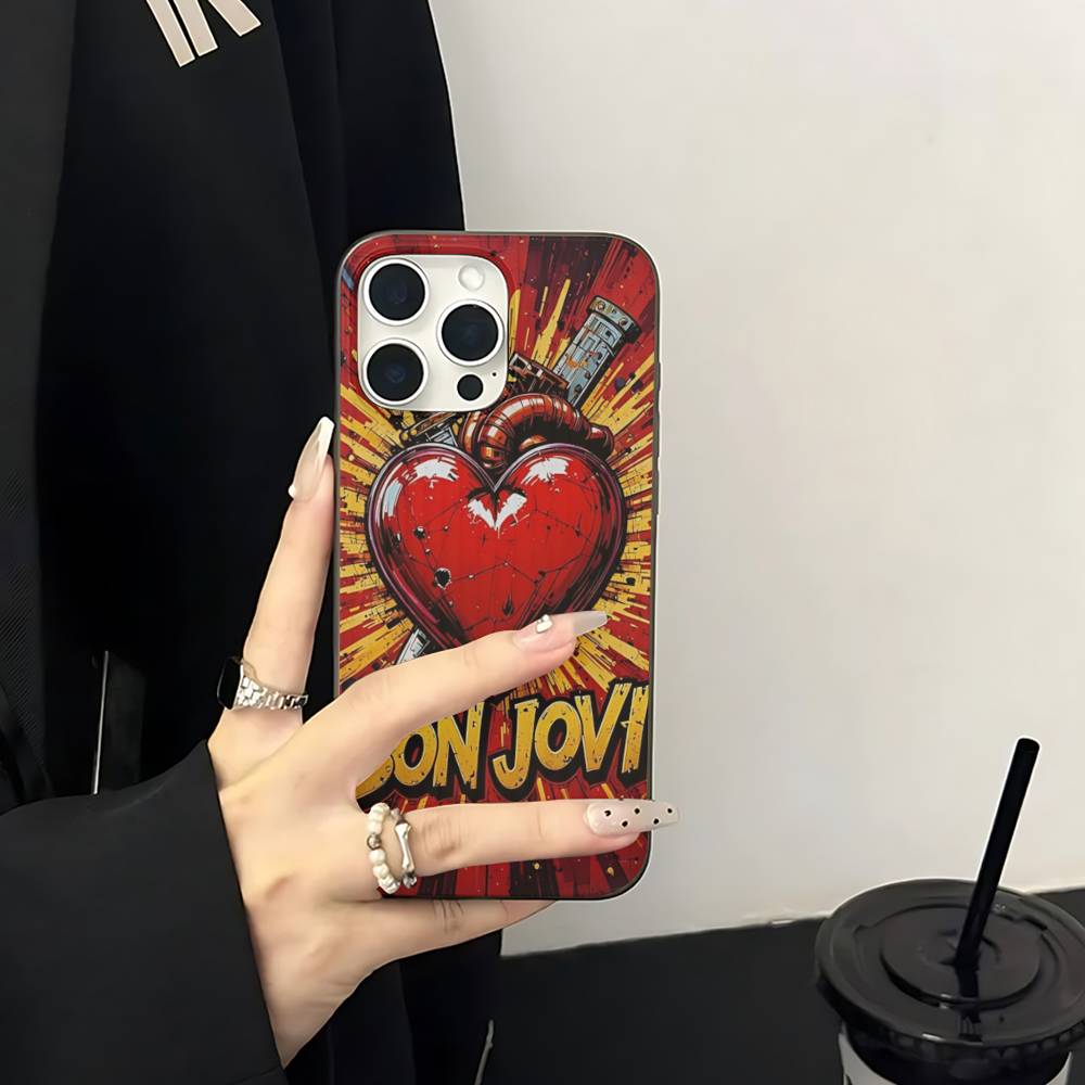 Чехол для телефона Rock Band B-Bon Classic J-JoviS для iPhone 17 16 15 14 13 12 11 Pro Max Plus Pro Air, задняя крышка с гофрированной полосой