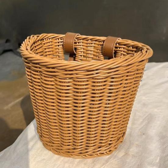 Hand Woven Bicycle Basket Large Capacity Strong Load Bearing Easy Installation Handlebar Bike Front Basket Replacement