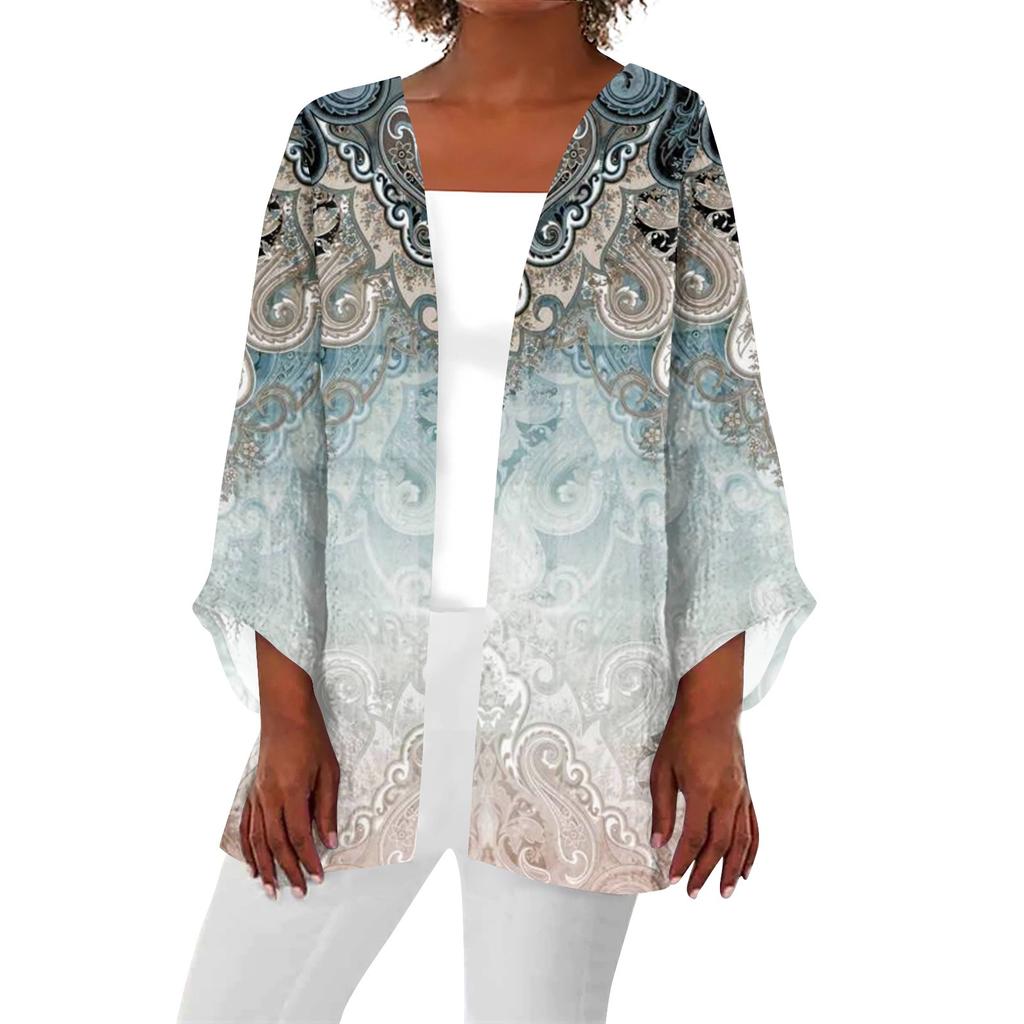 Женская повседневная модная легкая куртка средней длины с принтом в стиле ретро, кардиган