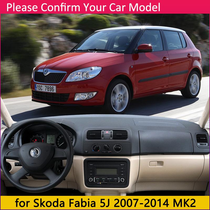 Для Skoda Fabia 2 5j 2007 2008 2009 2010 2011 2012 2013 2014 MK2 противоскользящий коврик для приборной панели, солнцезащитный козырек, аксессуары для приборной панели