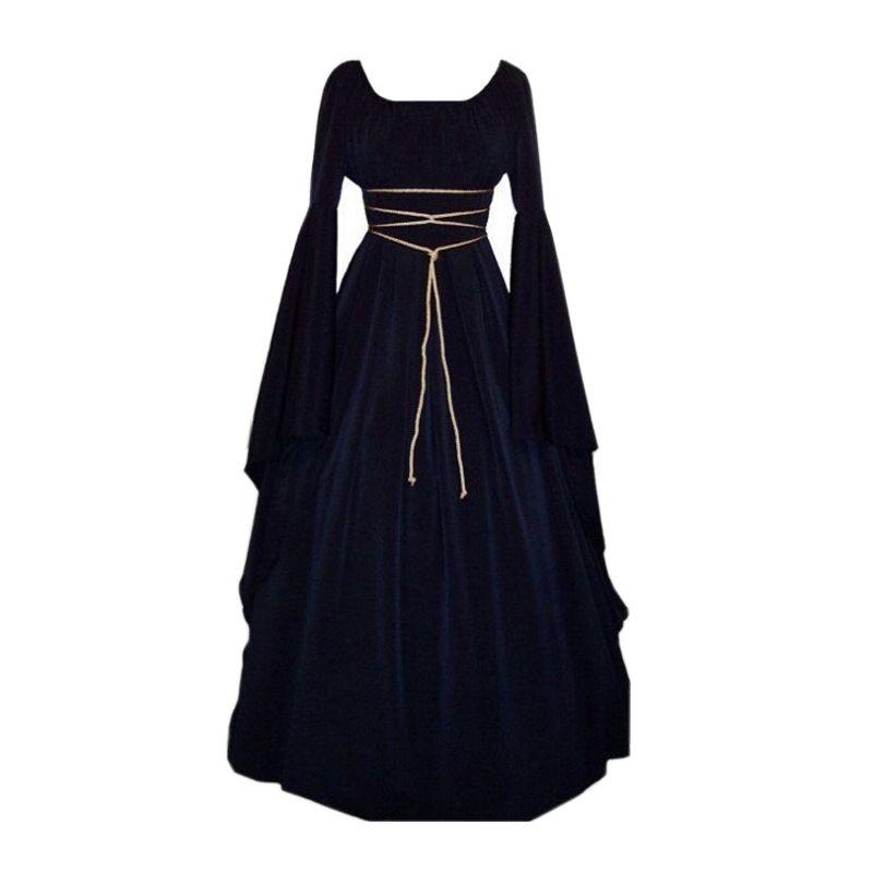 Изысканное женское винтажное средневековое платье с потрясающими длинными рукавами-колоколами и необычным дизайном