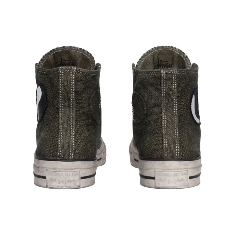Stussy, Our Legacy, Converse Stussy X Our Legacy X Converse Chuck 70 Hi Окрашенные парусиновые кеды с высоким верхом Унисекс Кроссовки Голубино-серый A06849C