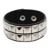 2025 Pu Leather Studded Bracelet Choker Punk Spike Rivets Cuff Black Wristband Adjustable Cuff Bangle