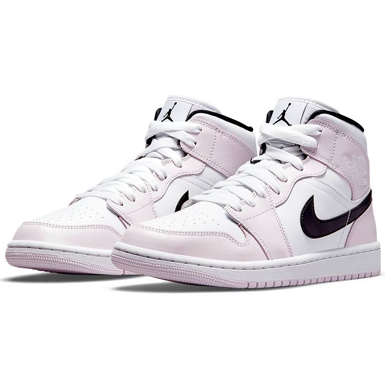 Женские кроссовки Air Jordan 1 Mid Barely Rose Розовый Белый Черный BQ6472-500