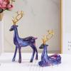 Смола Пара Лосей Настольный Декор Золотой Олень Животное Офисное Украшение Внутреннее Домашнее Комнатное Украшение Настольное Ремесло Домашнее Украшение