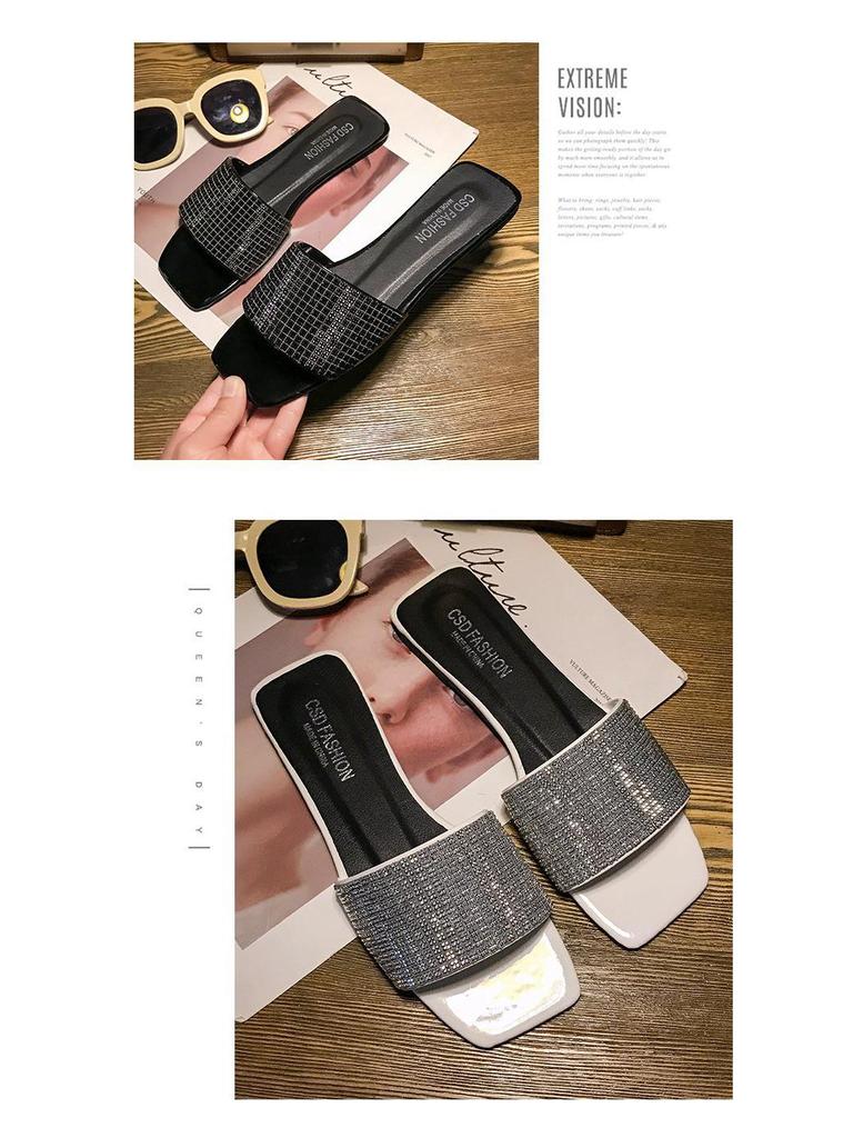 Женские летние 2019 года сандалии-гладиаторы со стразами - Модные шлепанцы в корейском стиле с одной перемычкой