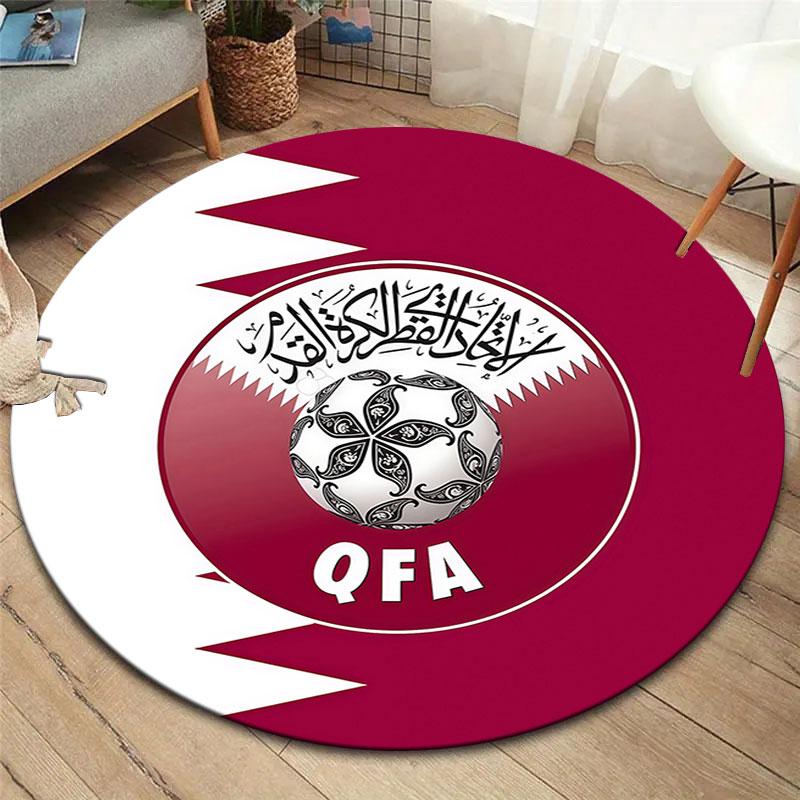 Qatar National Football Team Round Area Rug,Carpet Rug for Living Room Bedroom Sofa Playroom Decor,Non-slip Floor Mat