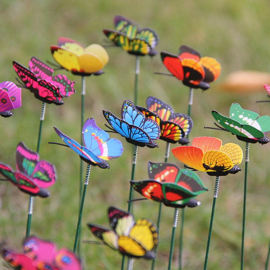 Colorful Whimsical Butterfly Stakes for Garden Yard Planter Outdoor Decor Flower Pots Decoration Eco-Friendly Garden Ornaments