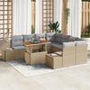 VidaXL 9-Piece Garden Sofa Set with Beige Cushions In Poly Rattan 3358681