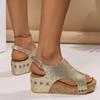 Fashion 2024 Women's New Thick Sole Slope Heel Large Sequin Fish Mouth Sandals Women's Hollow Fashion Roman Sandals