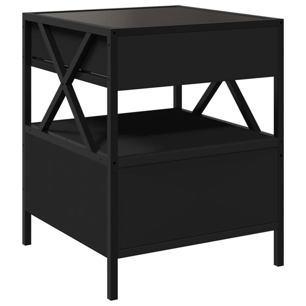 Stolik Nocny Z Led Infinity, Czarny, 40X40X51 Cm
