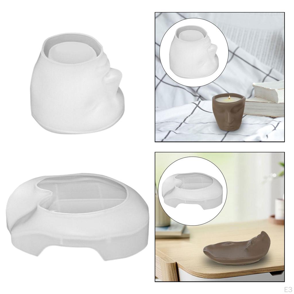 Абстрактное человеческое лицо, силиконовая модель, чашка для свечей, контейнер для хранения, поднос, подставка, глина