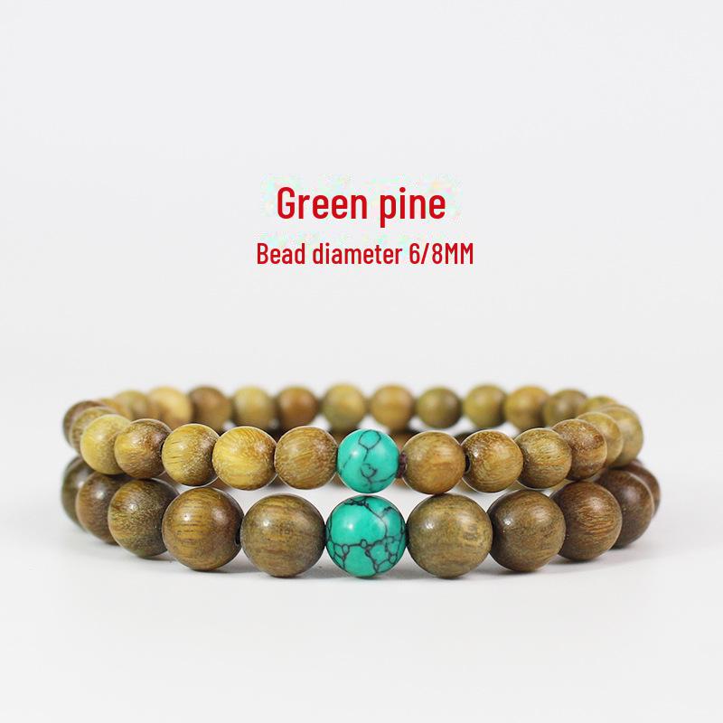 Простой браслет из зеленого сандалового дерева: Унисекс, один круг в ретро-этническом стиле с натуральным ароматом, небольшого размера для студентов и пар