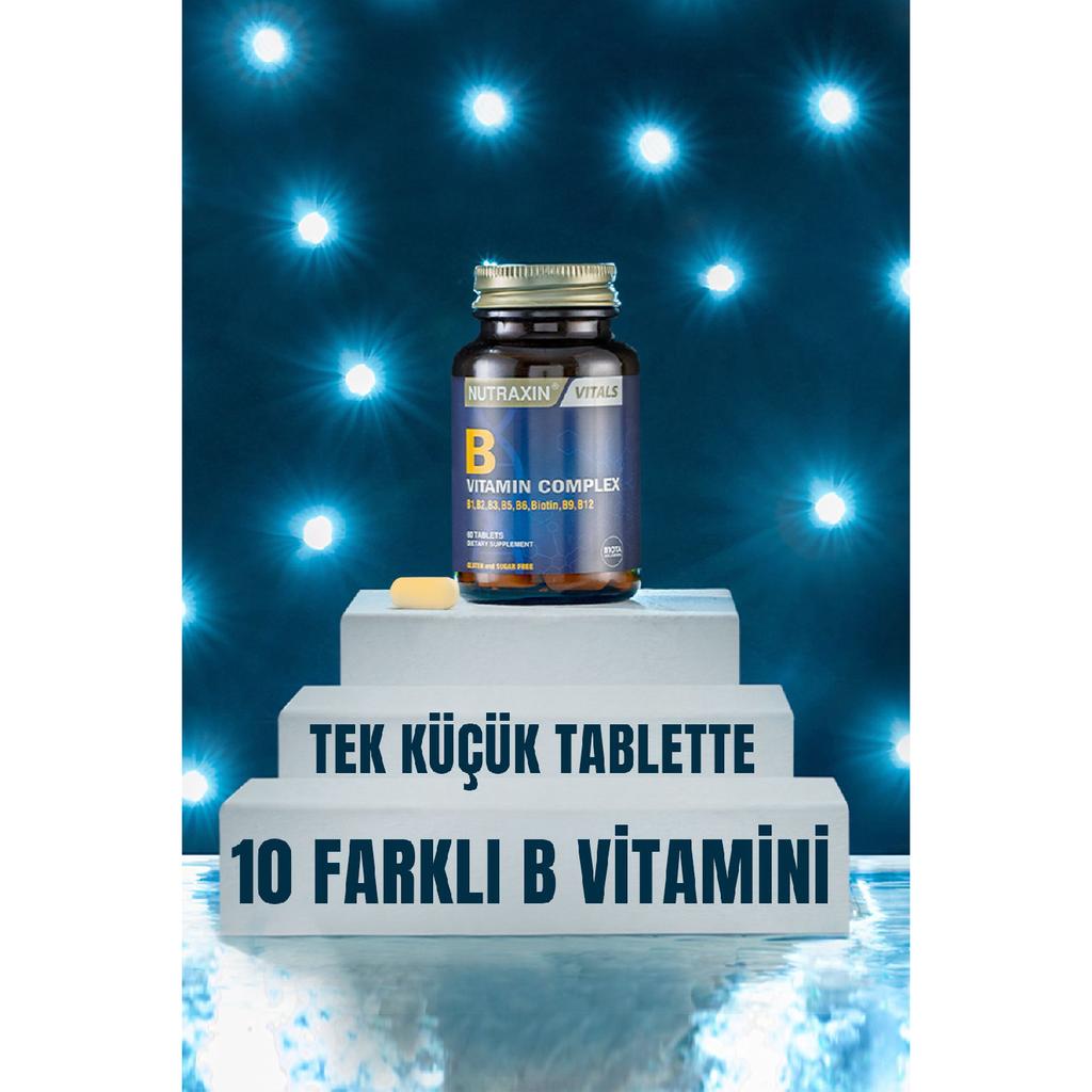 Комплекс витаминов группы B, 60 таблеток B1, B2, B3, B5, B6, B12