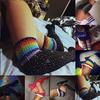 Over Knee Stockings Sexy Stripe Cotton Thigh High Long Socks Mixed Colored Rainbow Striped Tights
